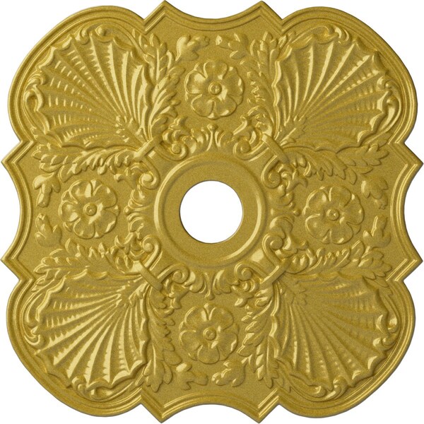 Ekena Millwork Flower Ceiling Medallion (Fits Canopies up to 6 1/4"), 29"OD x 3 5/8"ID x 1 3/8"P, Rich Gold CM29FWRGS - main